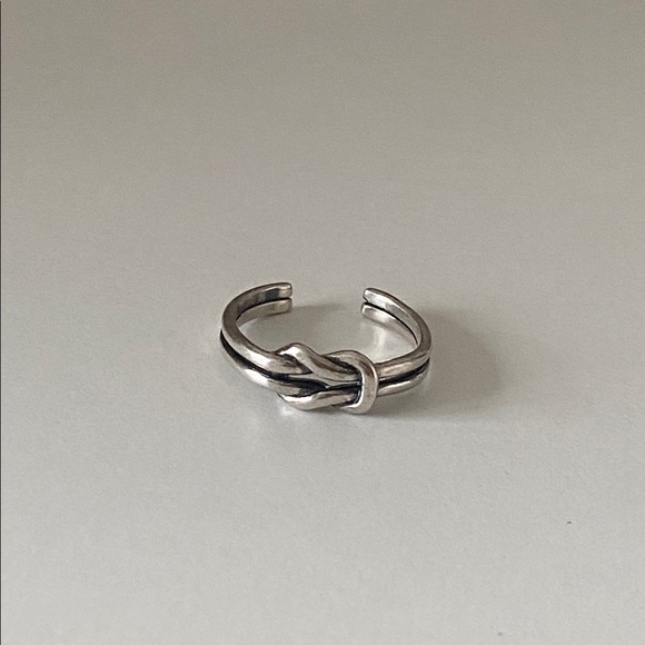 Mejuri Jewelry - Silver love Knot Adjustable Ring 925 SS double rope oxidized commitment ring
